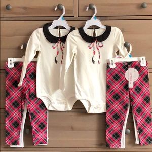Koalakids Red Plaid Onesie and Pants Sets TWIN set